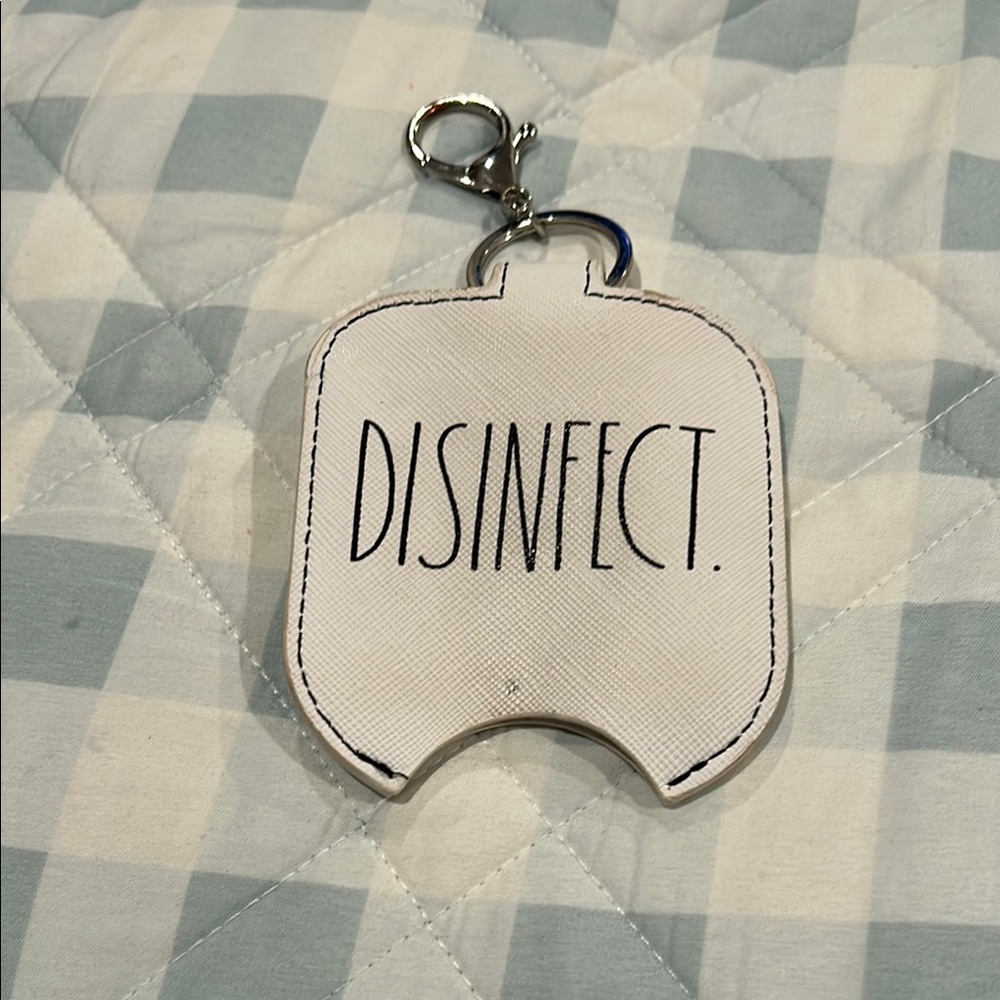 Rae Dunn White Accent Keychain/Sanitizer Holder